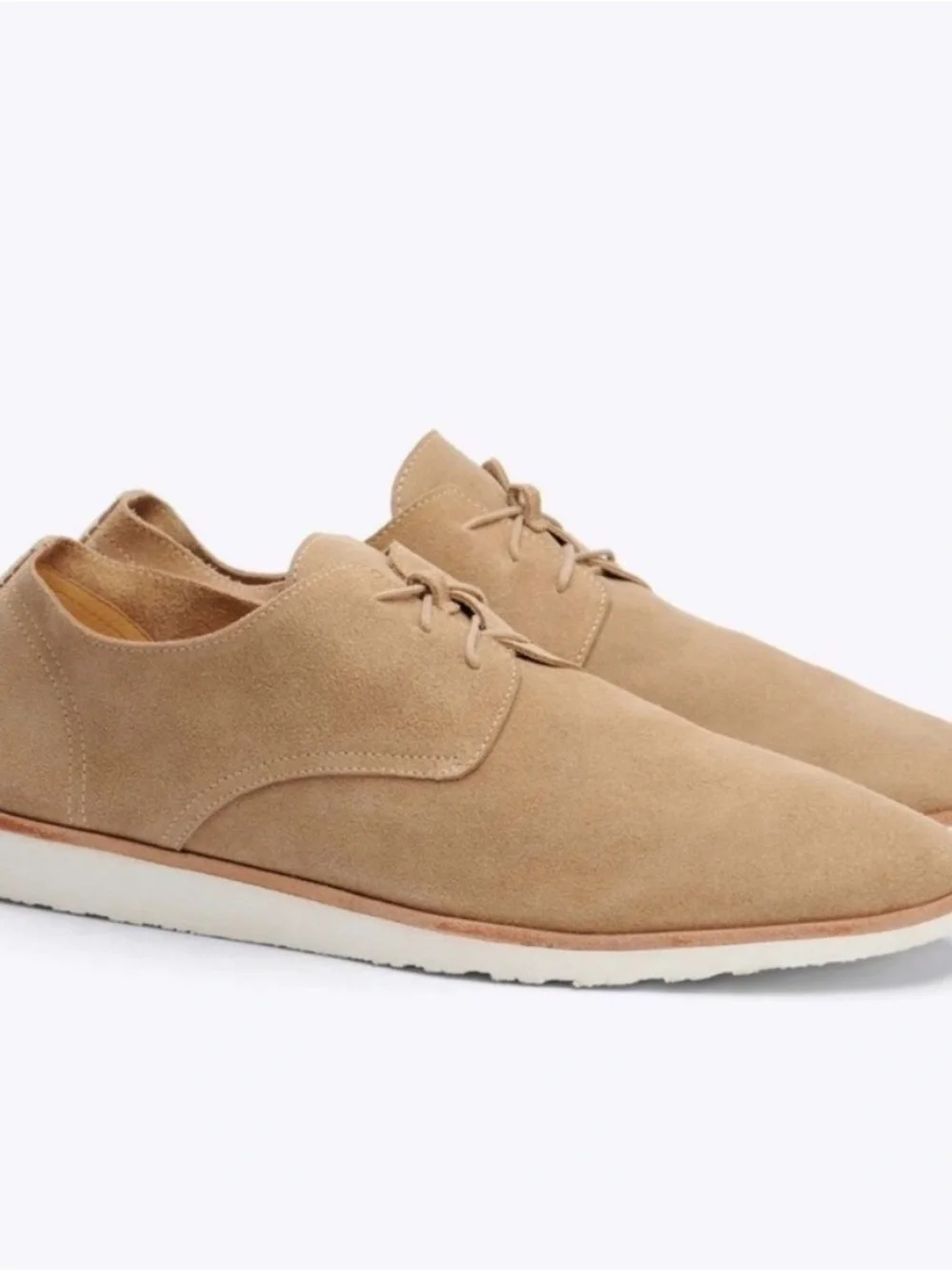 Nisolo Women's Suede Lace-Up Flats in Beige Tan